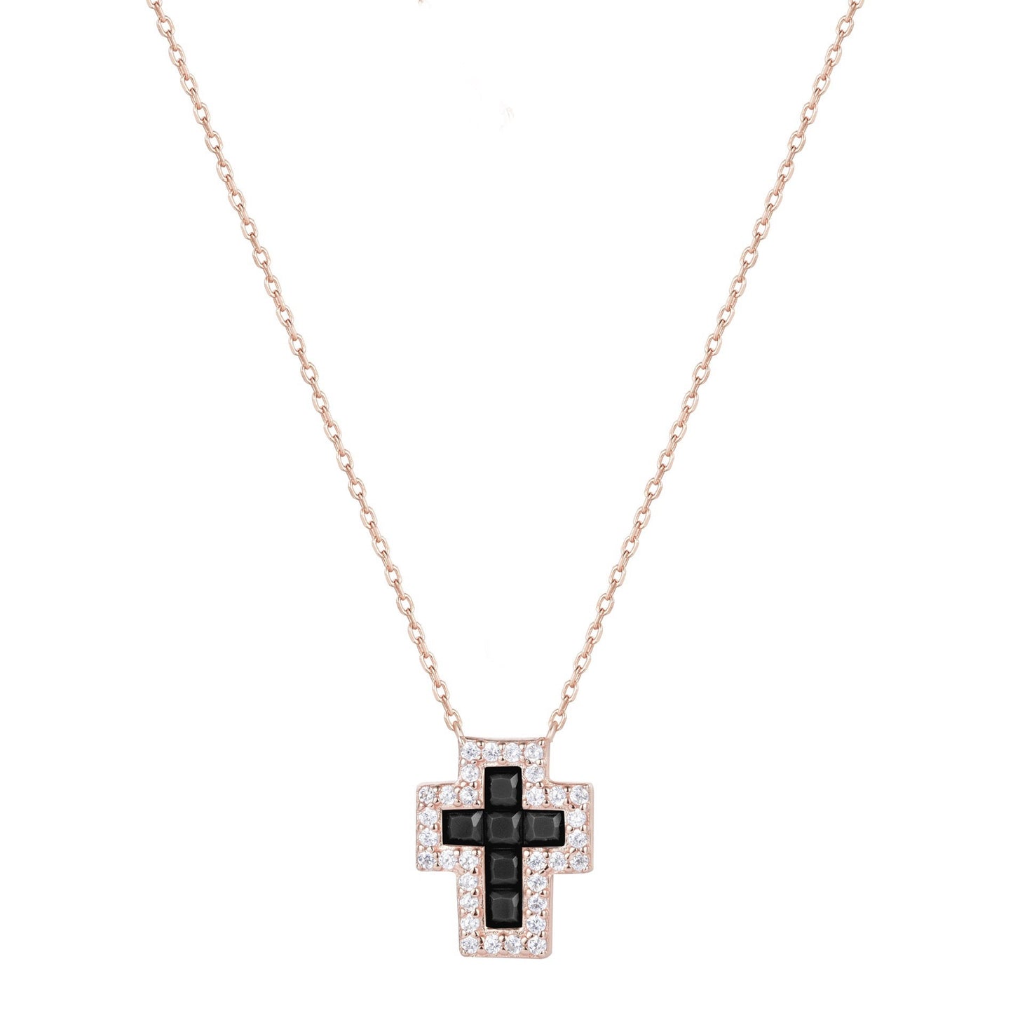 Eternal Noir Cross Rose Gold Necklace
