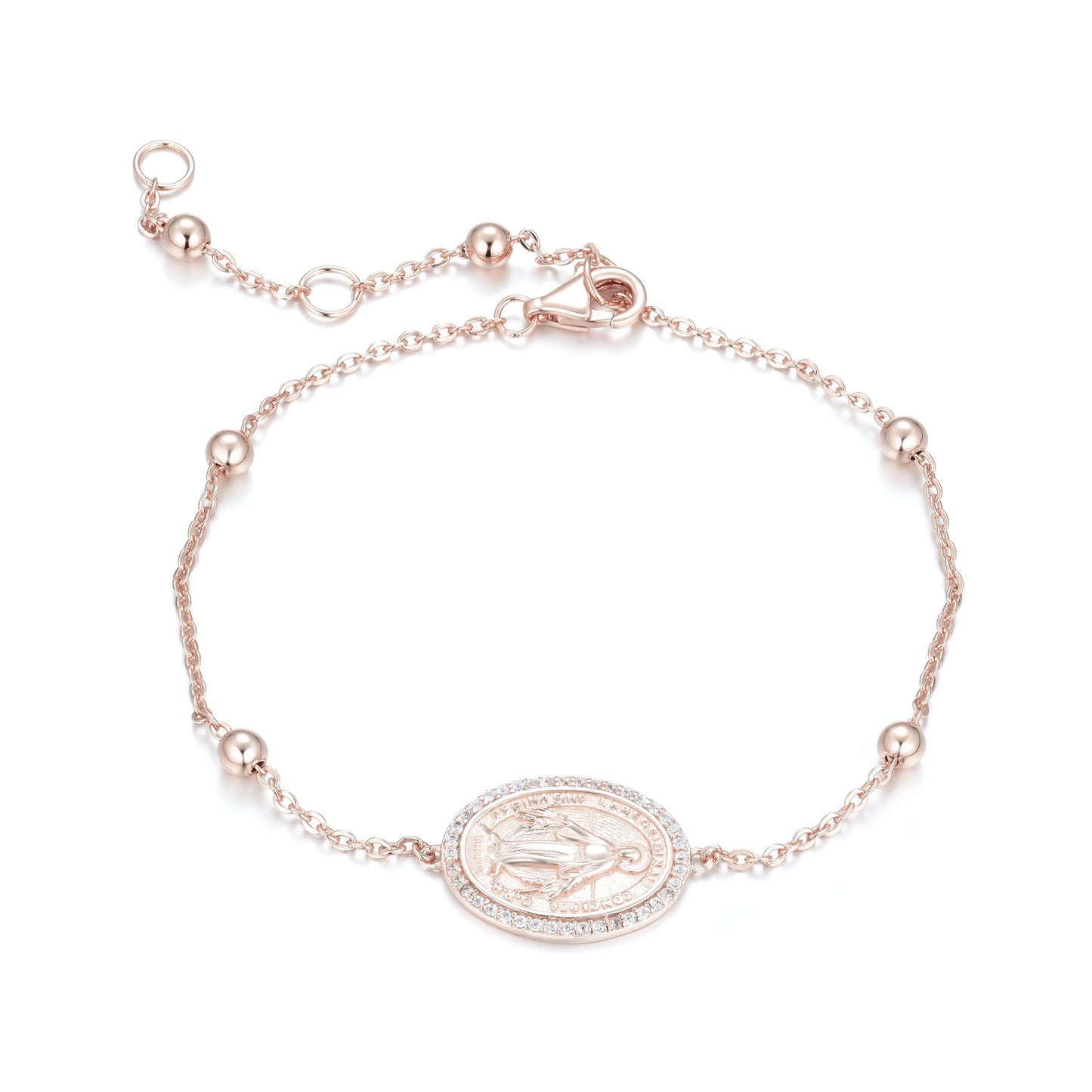 MARY CRYSTAL ROSE GOLD BEADED BRACELET