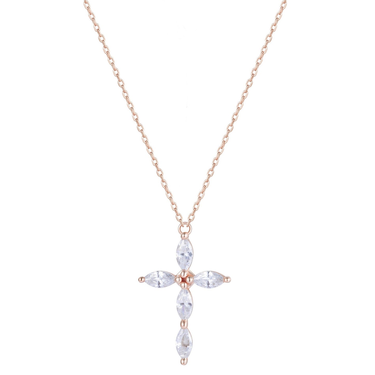 NERIAH CROSS ROSE GOLD NECKLACE
