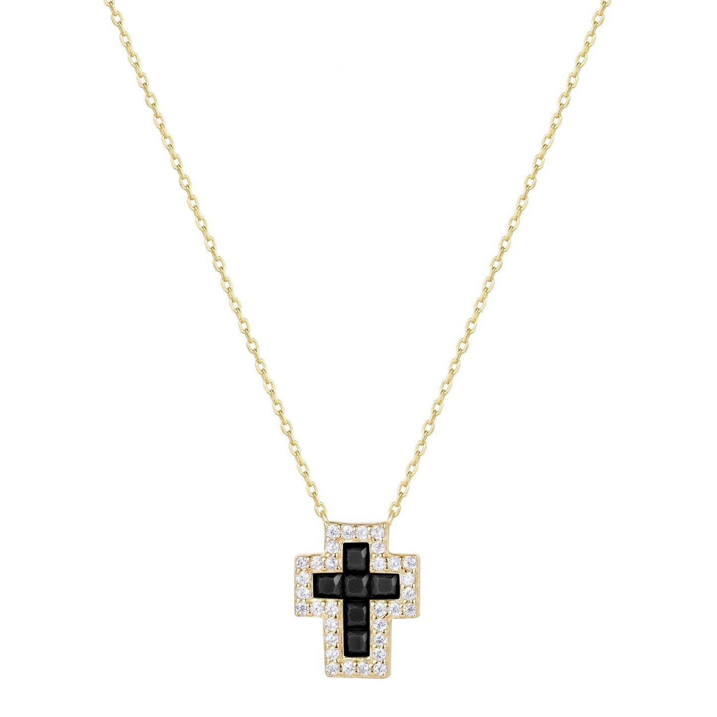 Eternal Noir Cross Gold Necklace