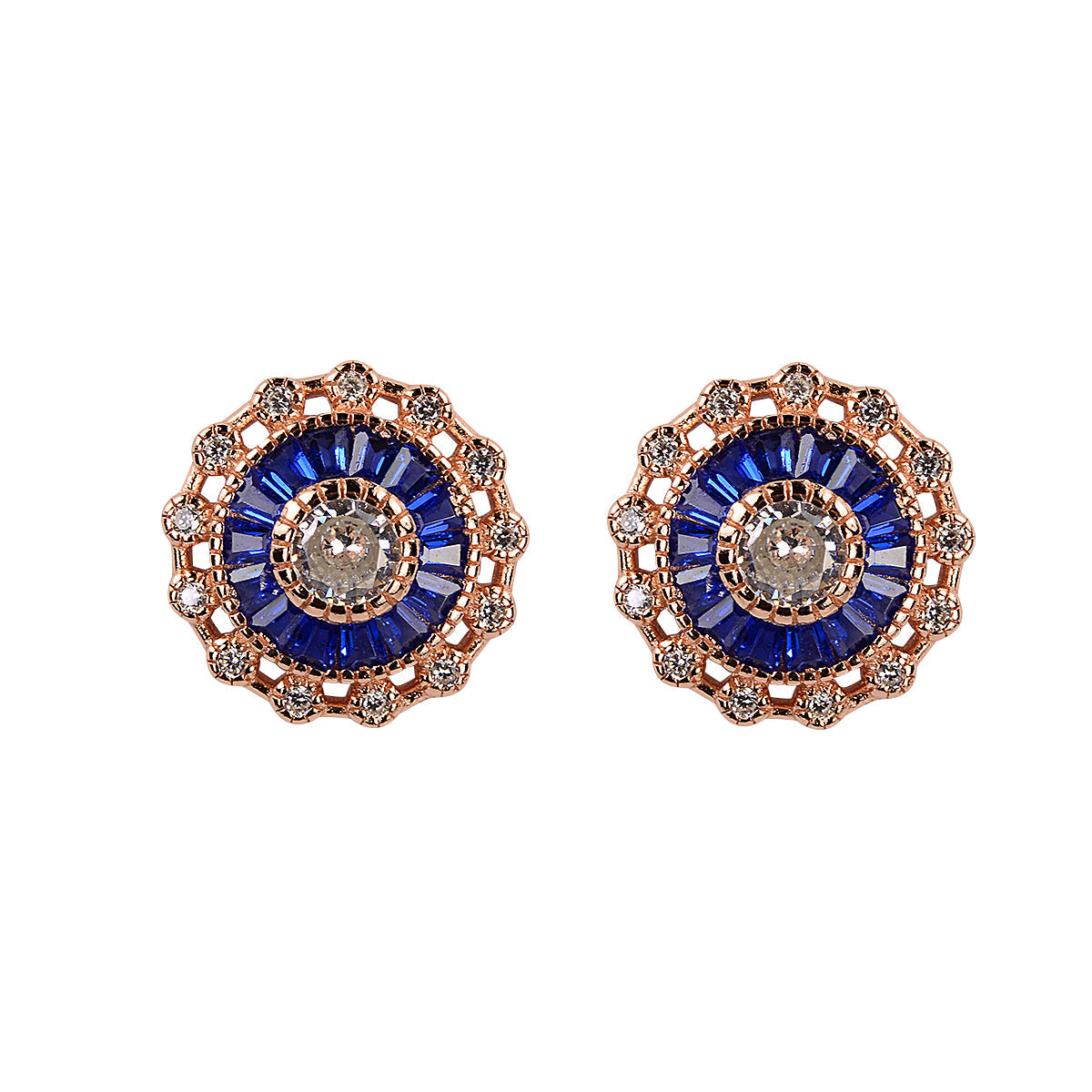 Vintage baguette rose gold earrings