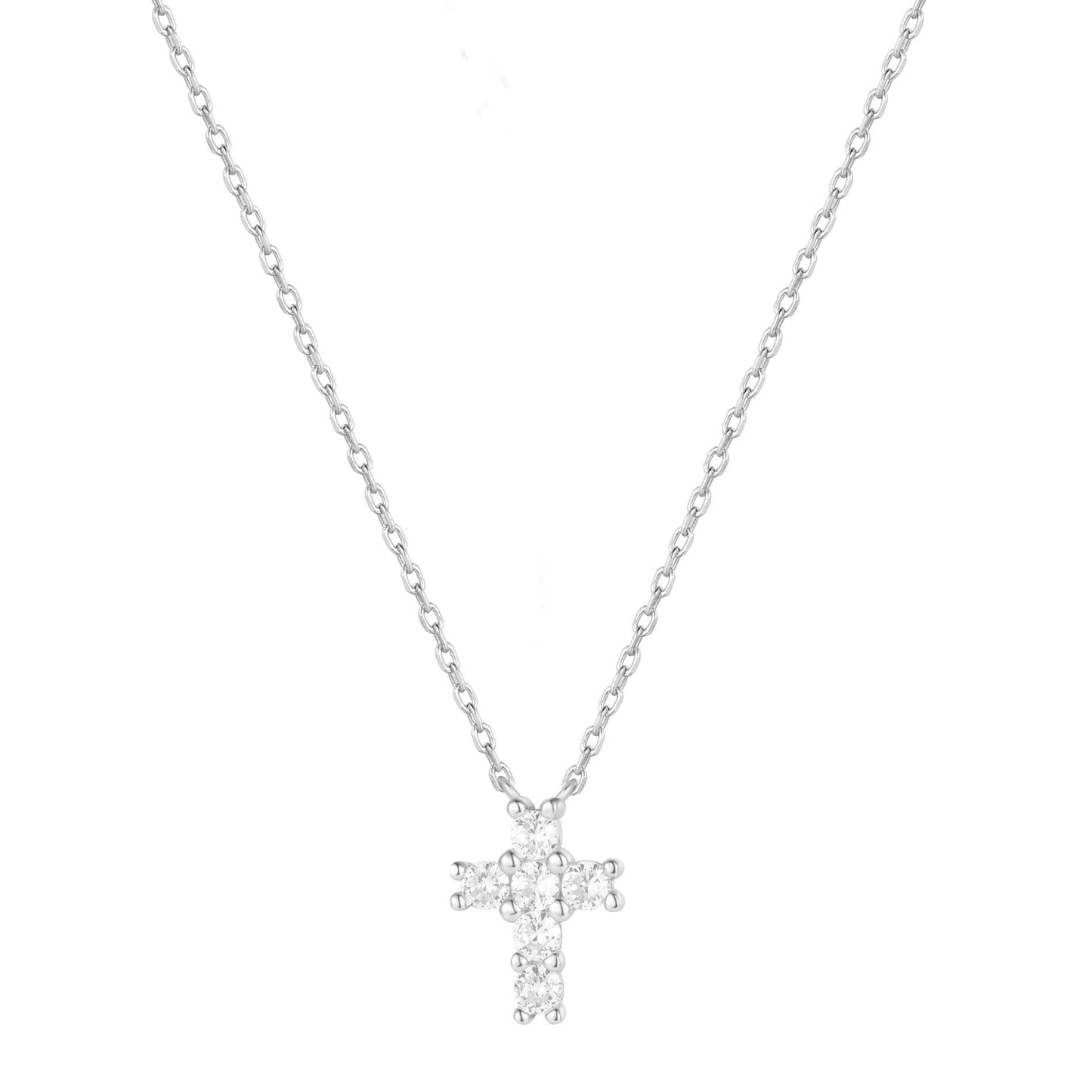 EDEN CRYSTAL CROSS SILVER NECKLACE