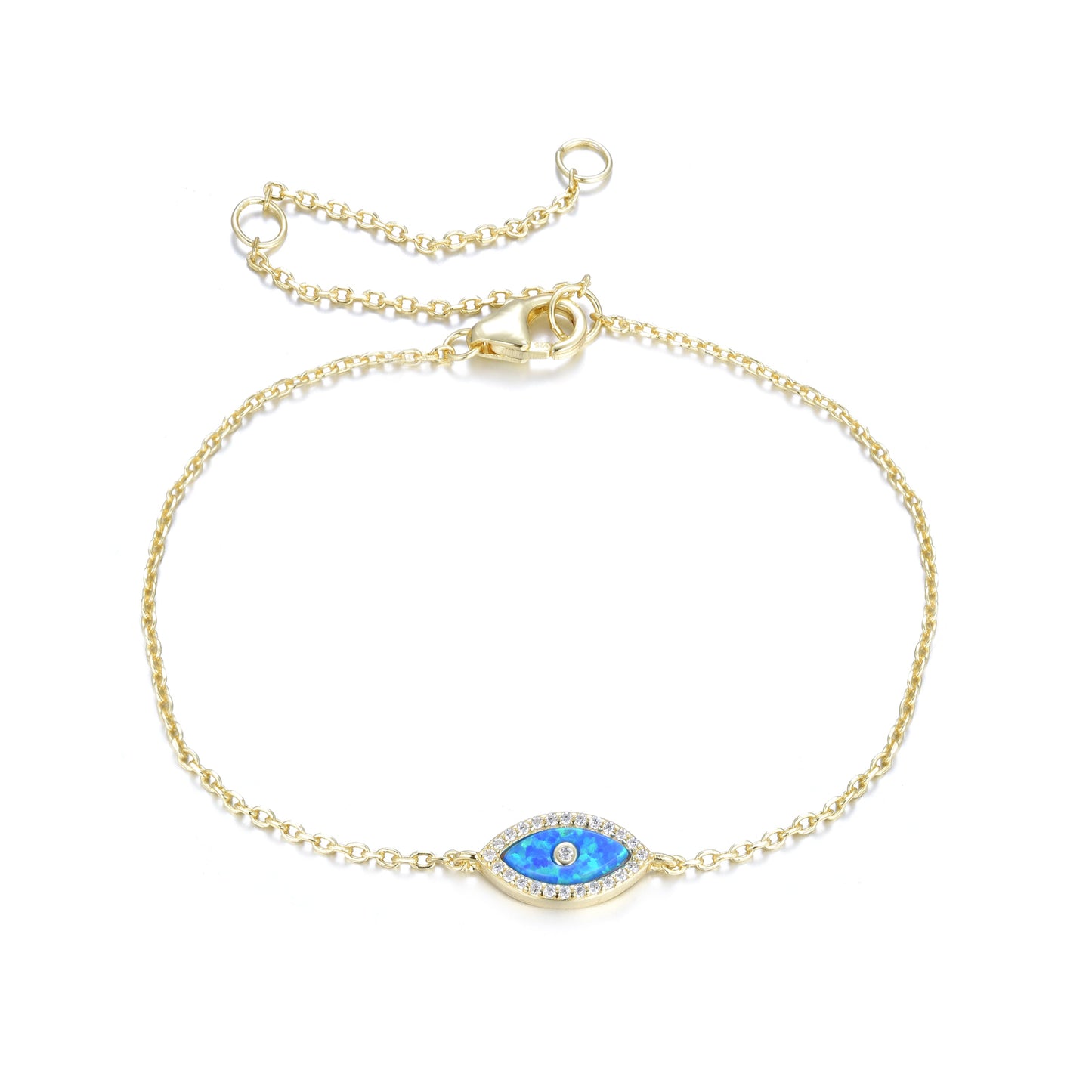 Azure Blue Opal Gold Evil Eye Bracelet