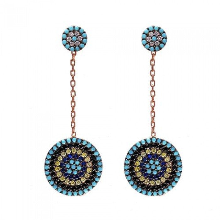Evil eye turquoise drop earrings