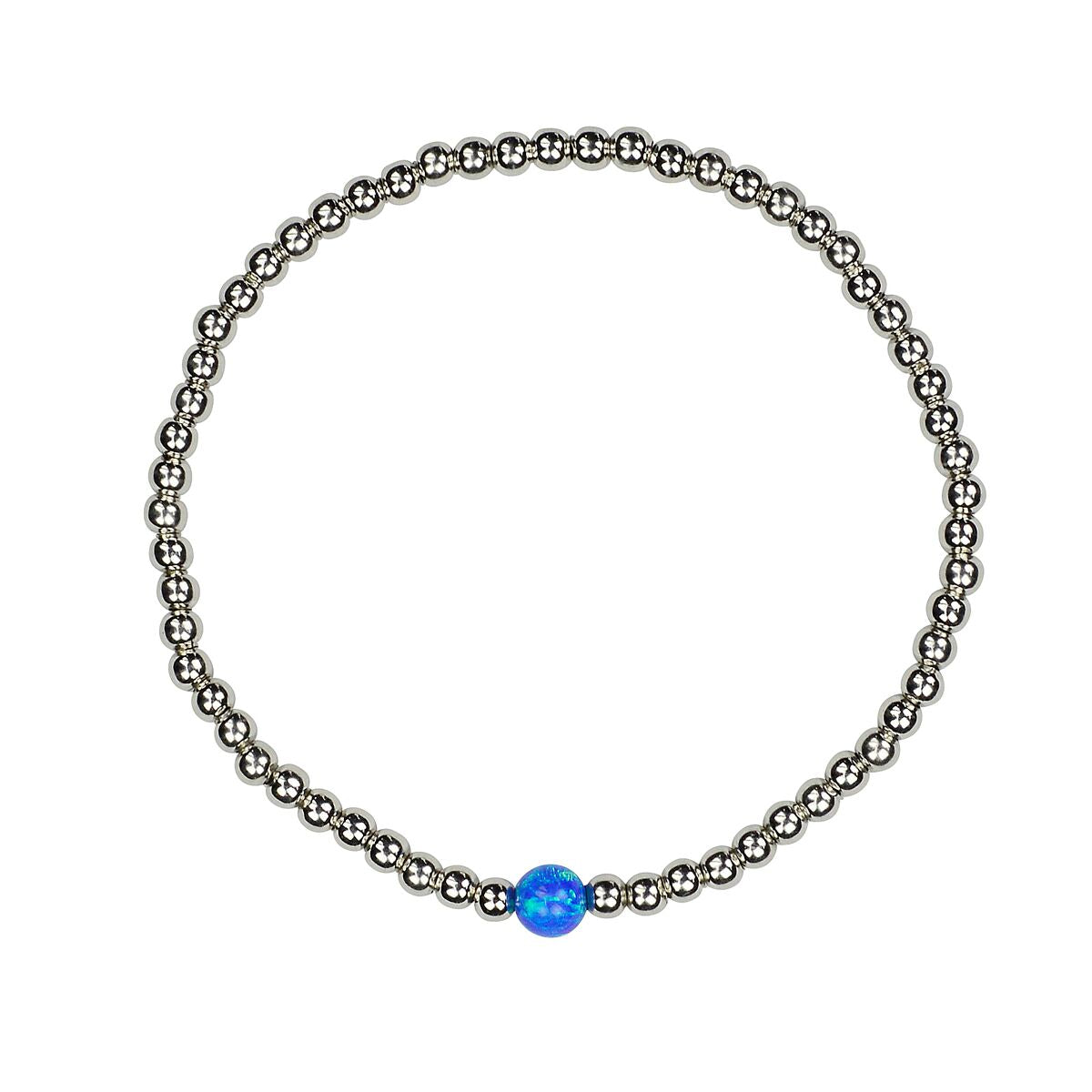 Opal ball beaded silver bracelet