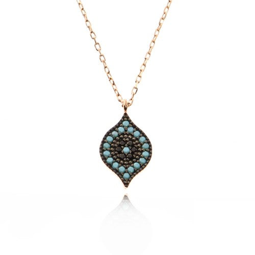 Boho evil eye turquoise necklace