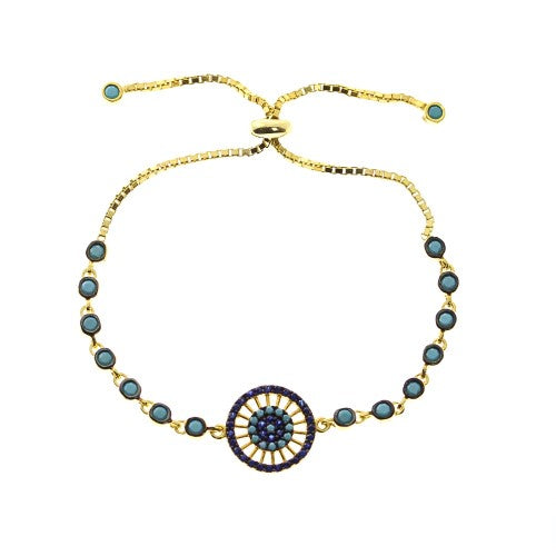 Evil eye turquoise adjustable tennis bracelet