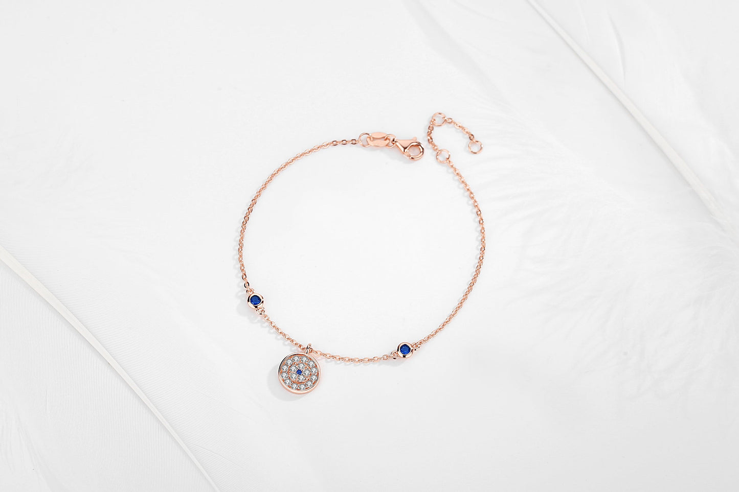 CINDY EVIL EYE ROSE GOLD CHARM BRACELET