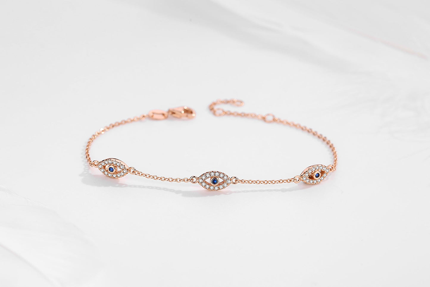 Astra Evil Eye Charm Rose Gold Bracelet
