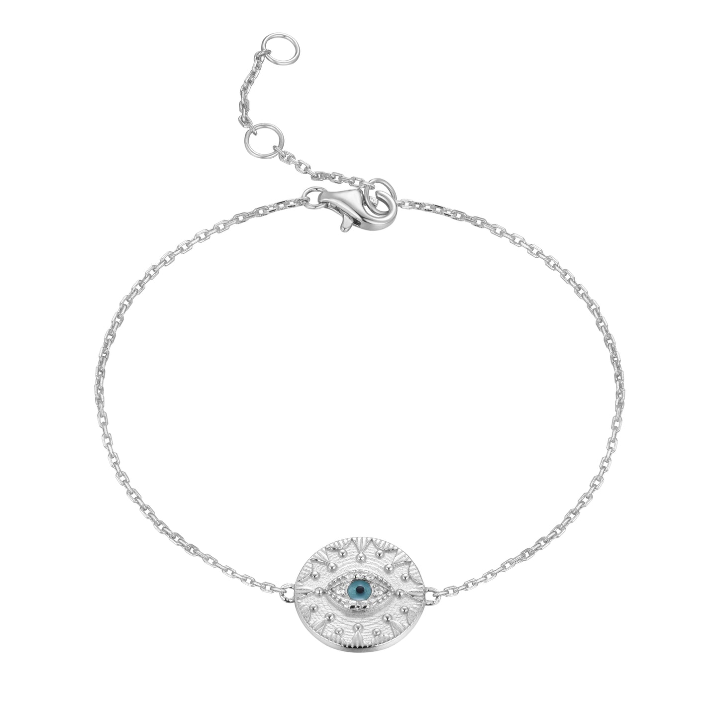 Solaris Evil Eye Medallion Silver Bracelet