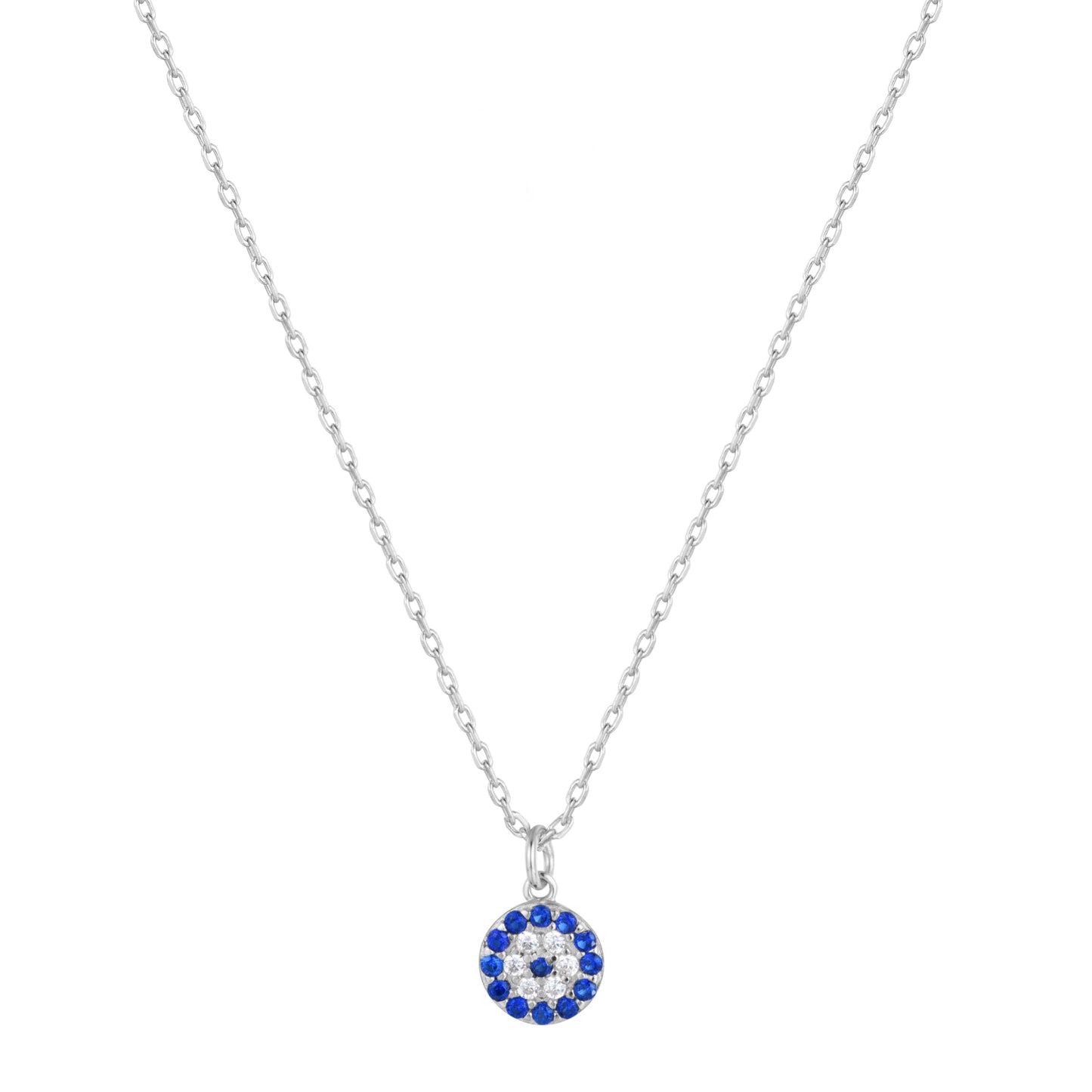 Celestia Round Evil Eye Silver Necklace