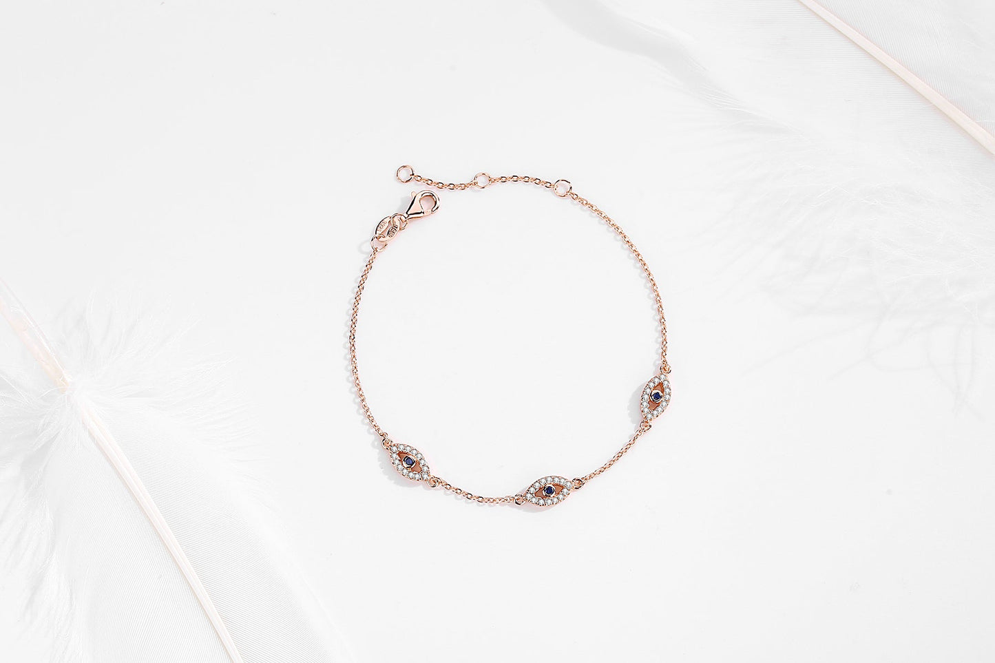Astra Evil Eye Charm Rose Gold Bracelet