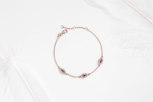 Astra Evil Eye Charm Rose Gold Bracelet