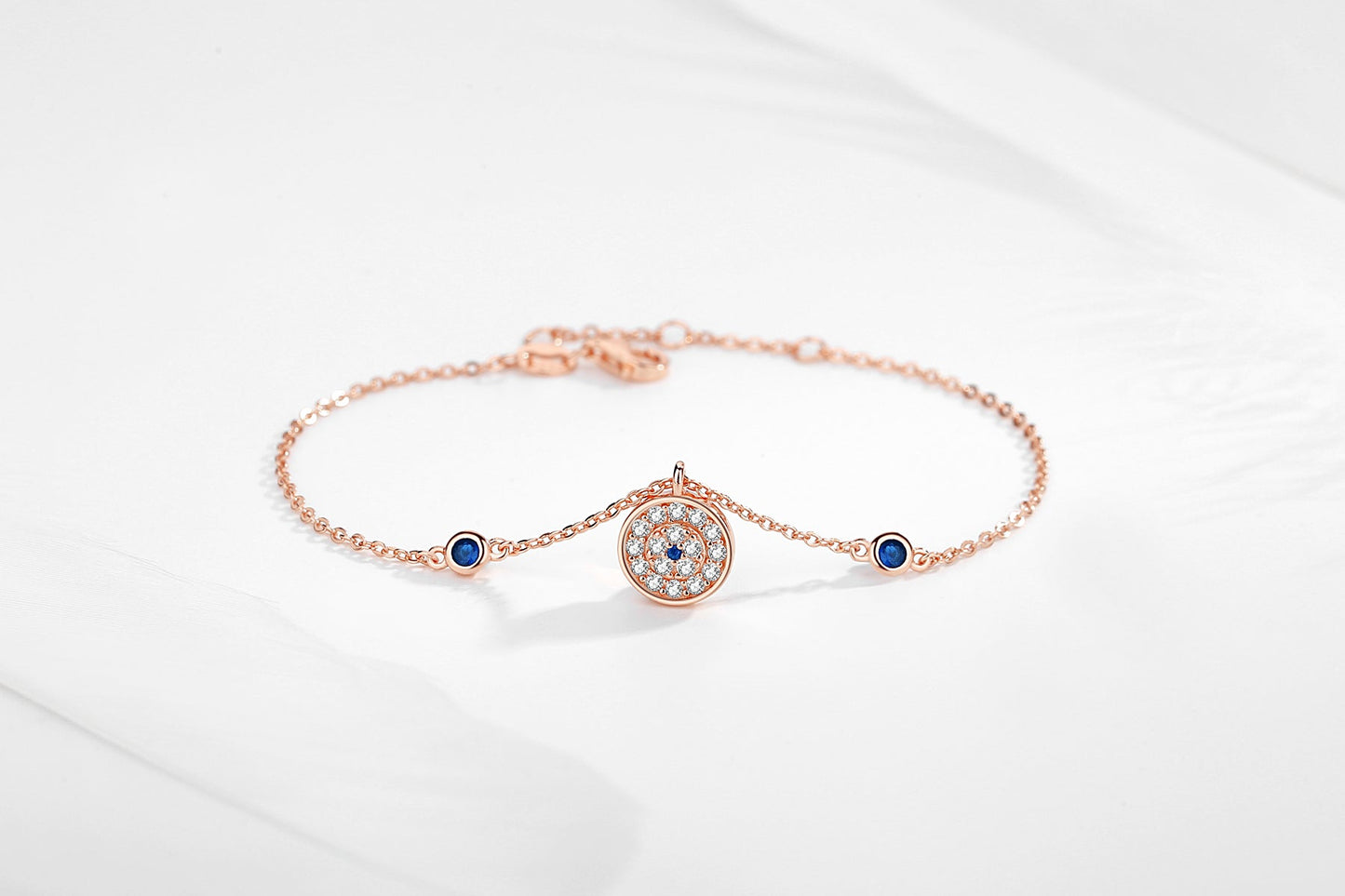 CINDY EVIL EYE ROSE GOLD CHARM BRACELET