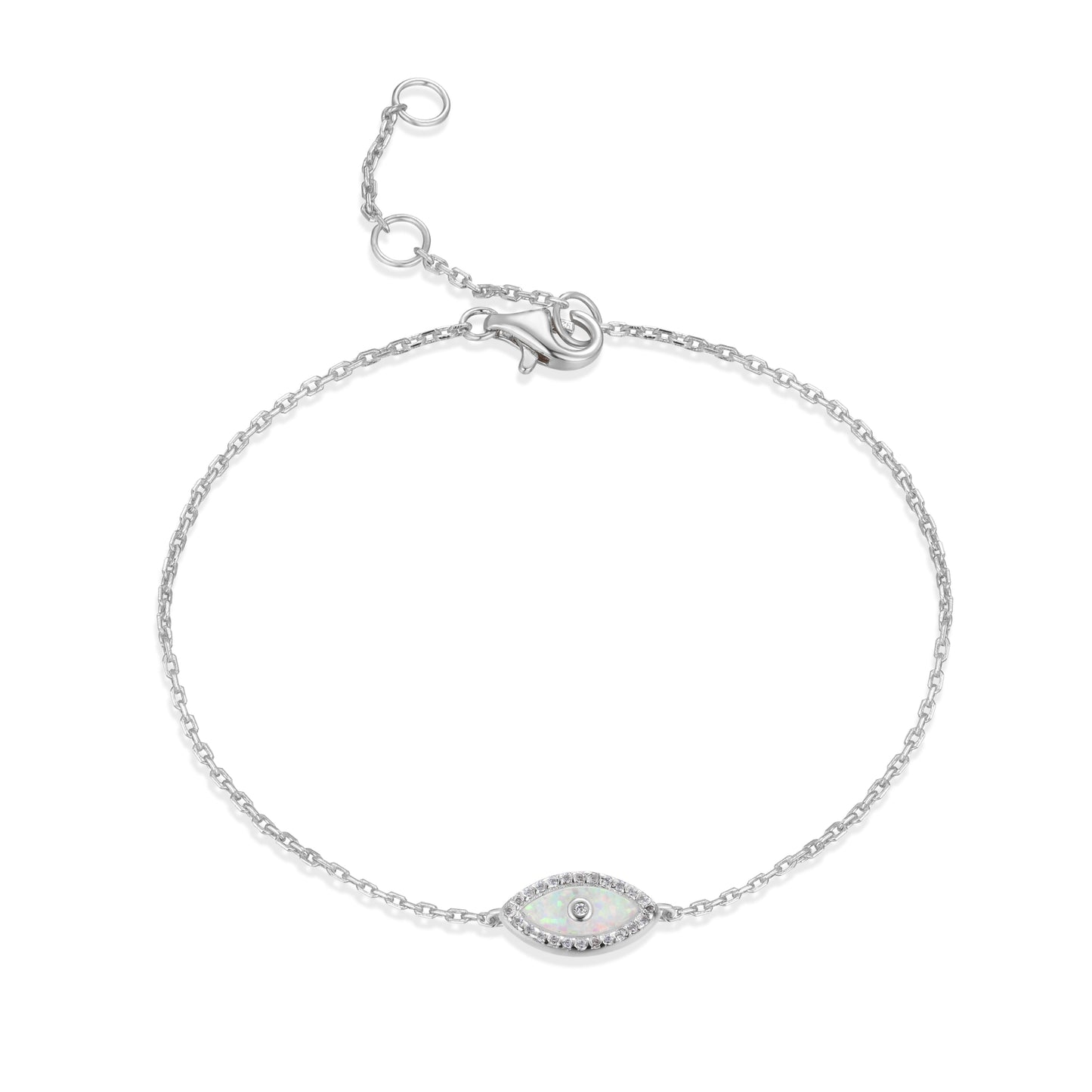 ALANI EVIL EYE WHITE OPAL SILVER BRACELET