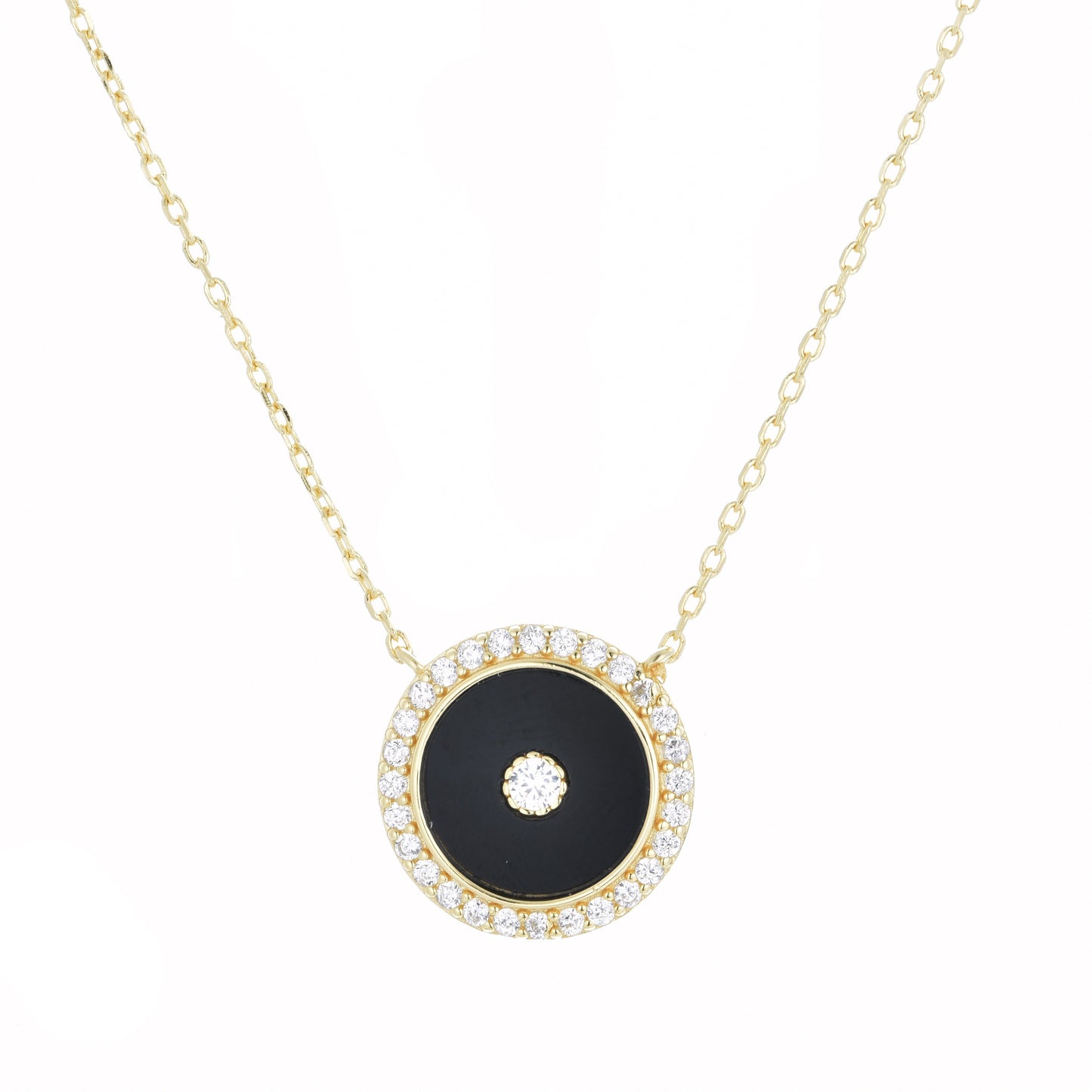 MYLAH ROUND ONYX GOLD NECKLACE