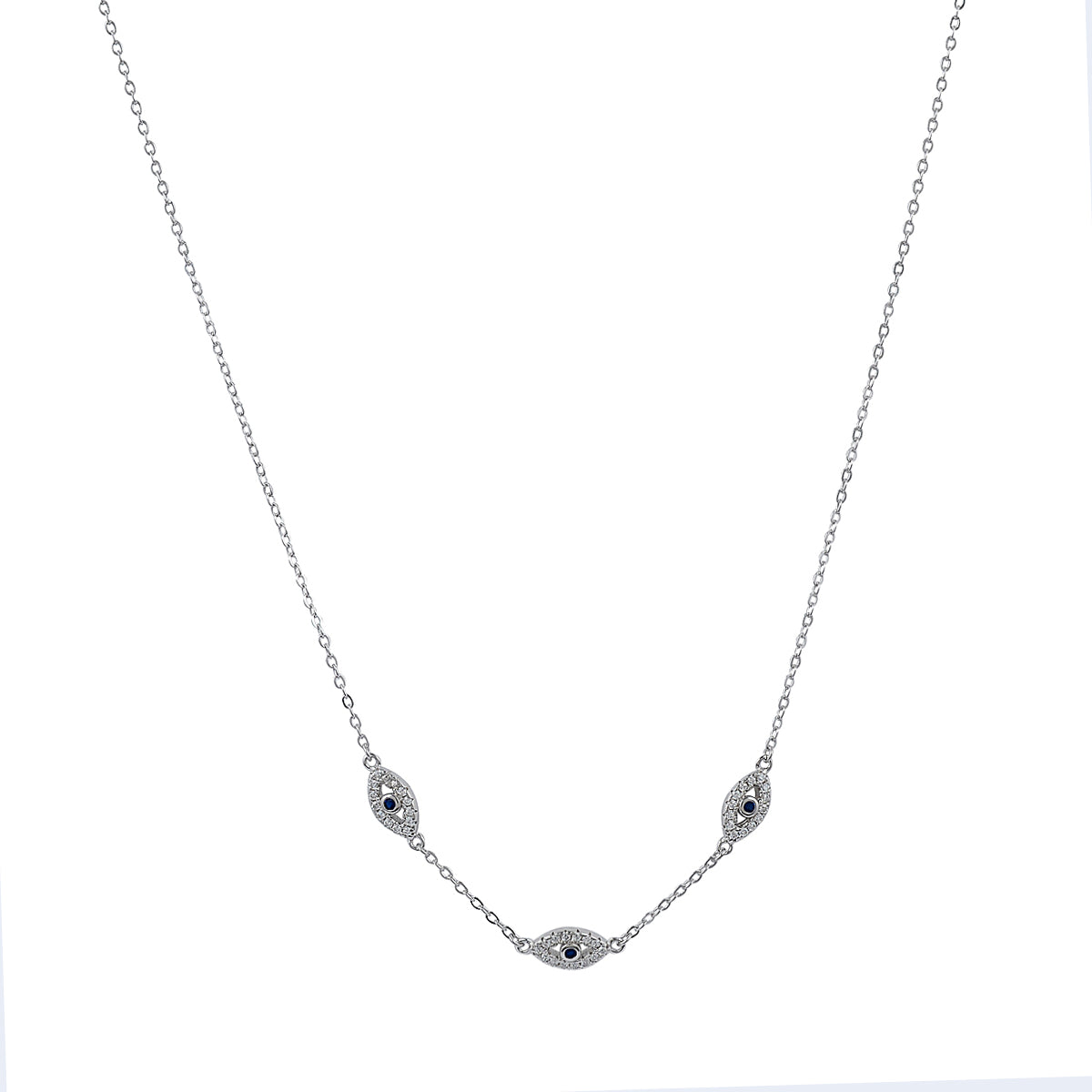 Astra Evil Eye Charm Silver Necklace