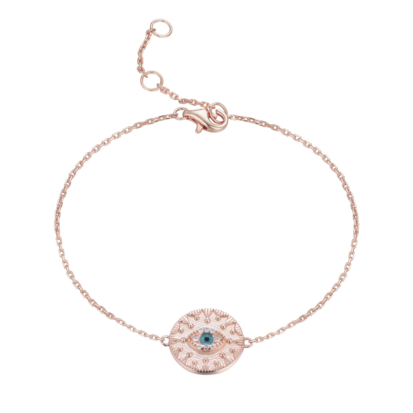 Solaris Evil Eye Medallion Rose Gold Bracelet