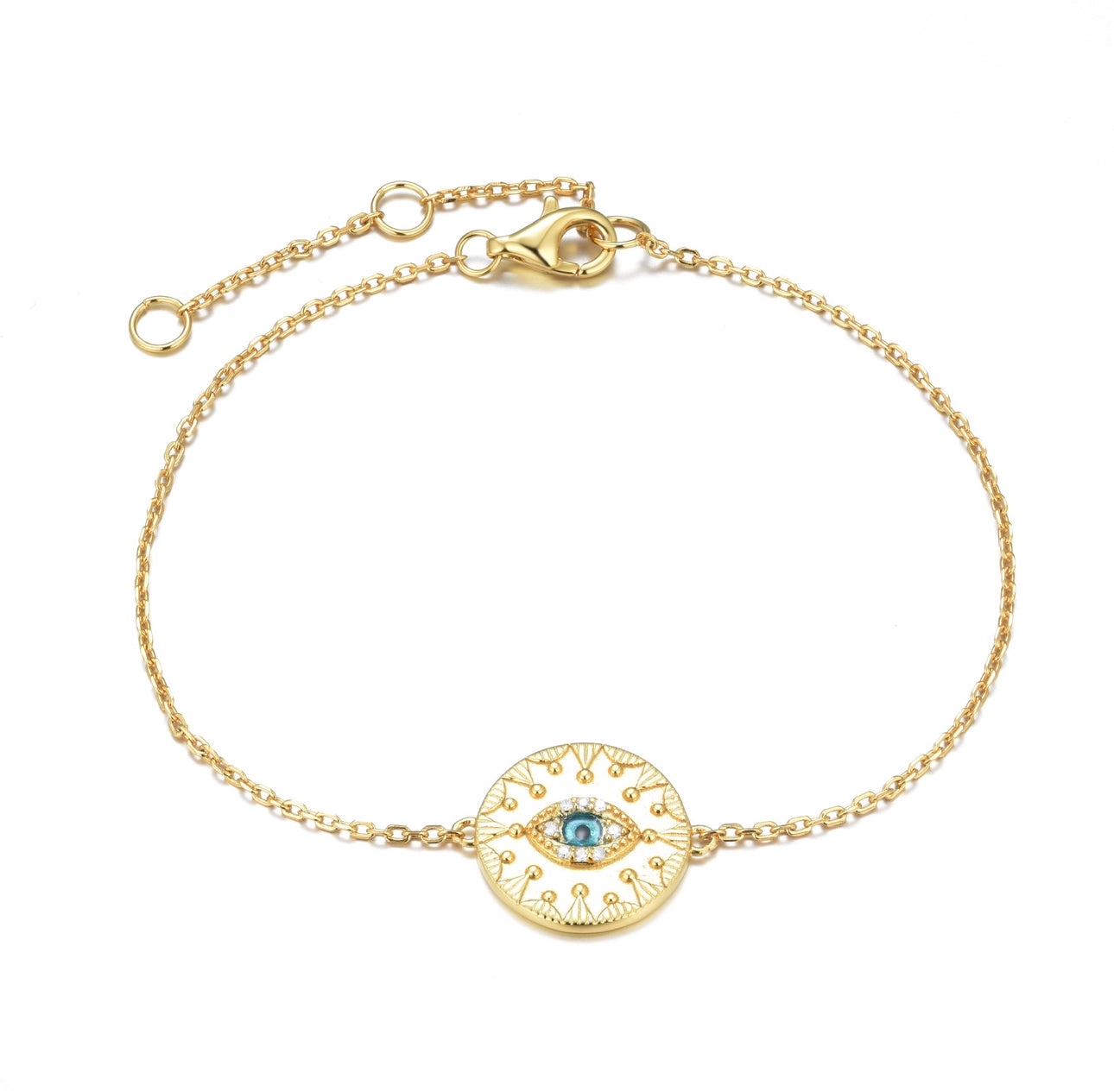 Solaris Evil Eye Medallion Gold Bracelet
