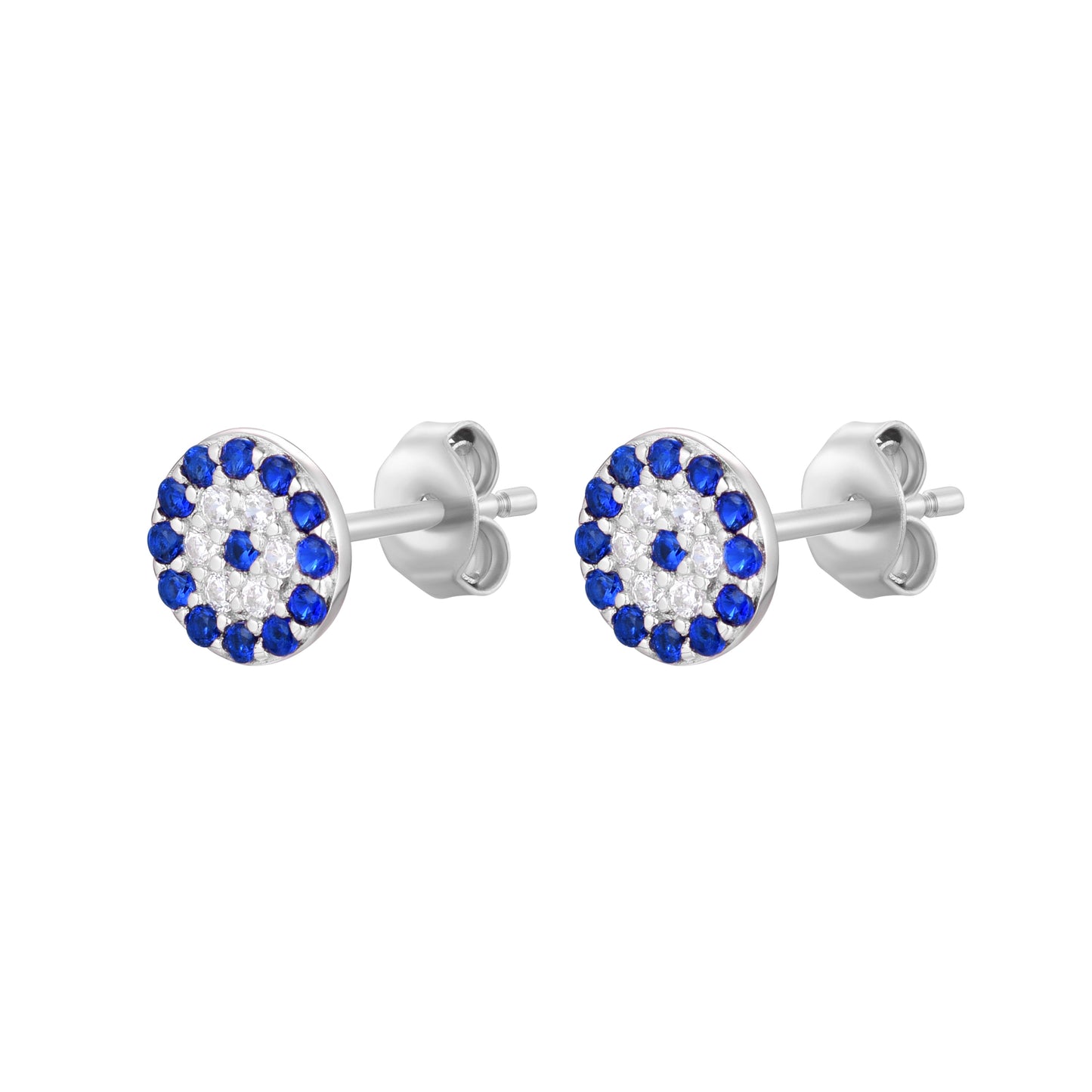 Celestia Round Evil Eye Silver Studs