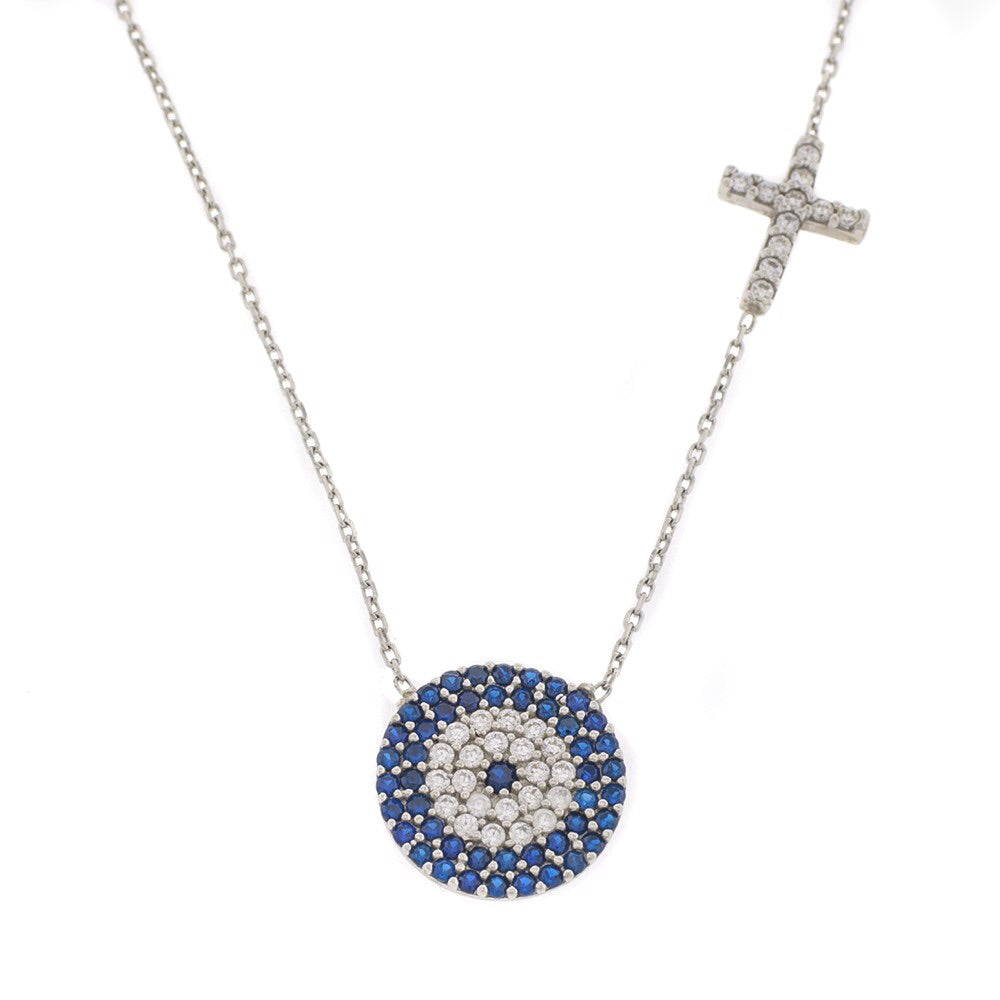 ADA EVIL EYE AND CROSS NECKLACE