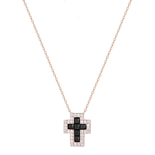 Eternal Noir Cross Rose Gold Necklace