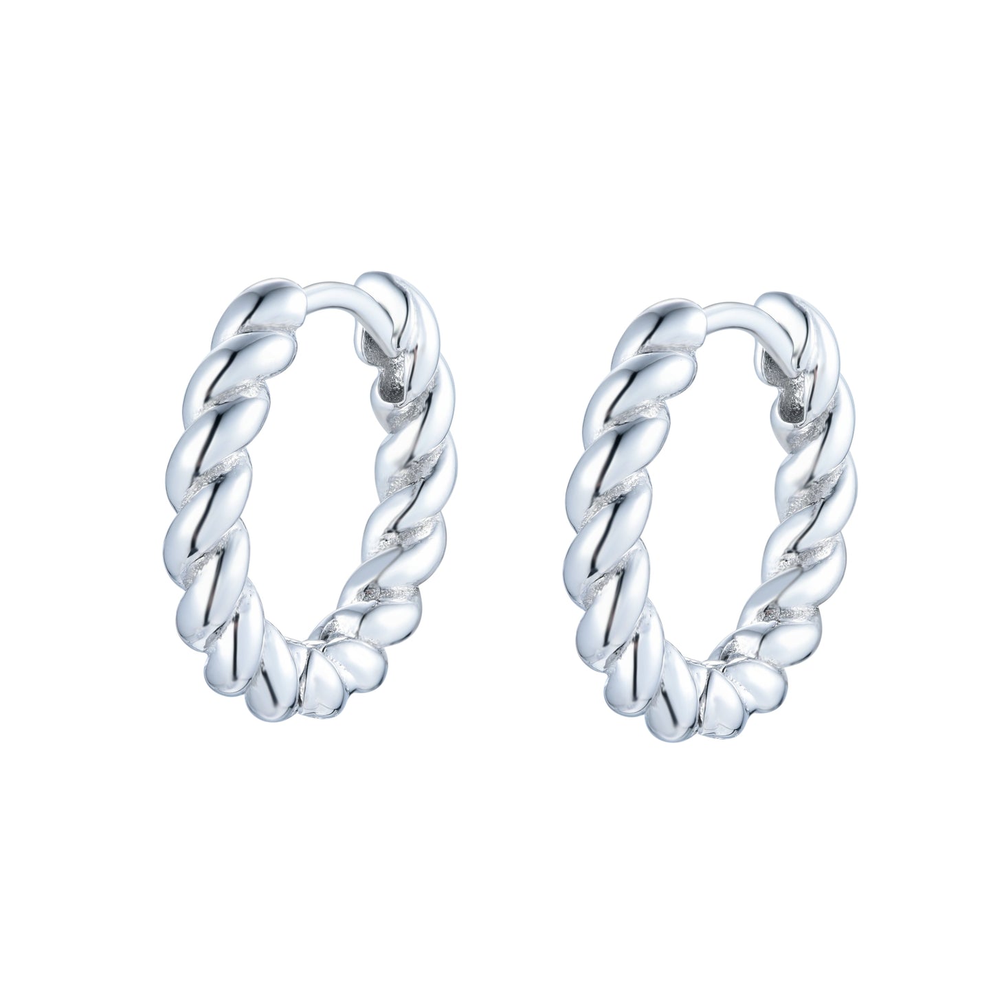 CASSIE MINI TWIST HOOP SILVER EARRINGS