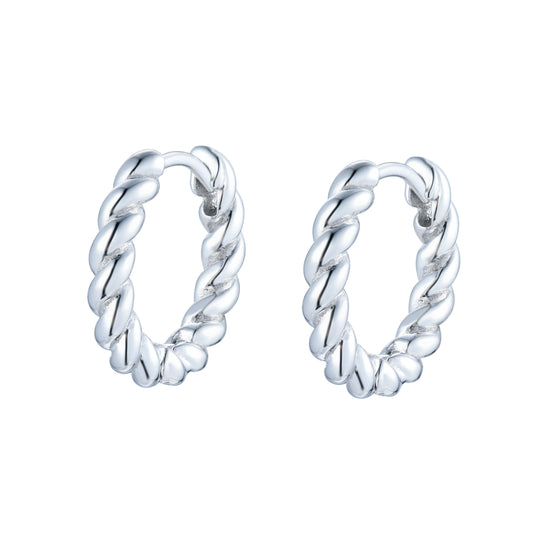 CASSIE MINI TWIST HOOP SILVER EARRINGS