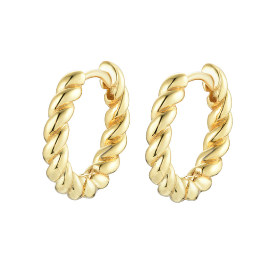 CASSIE MINI TWIST HOOP GOLD EARRINGS