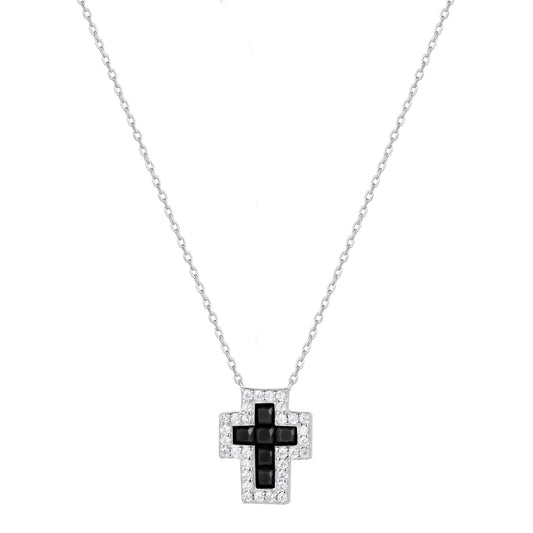 Eternal Noir Cross Silver Necklace