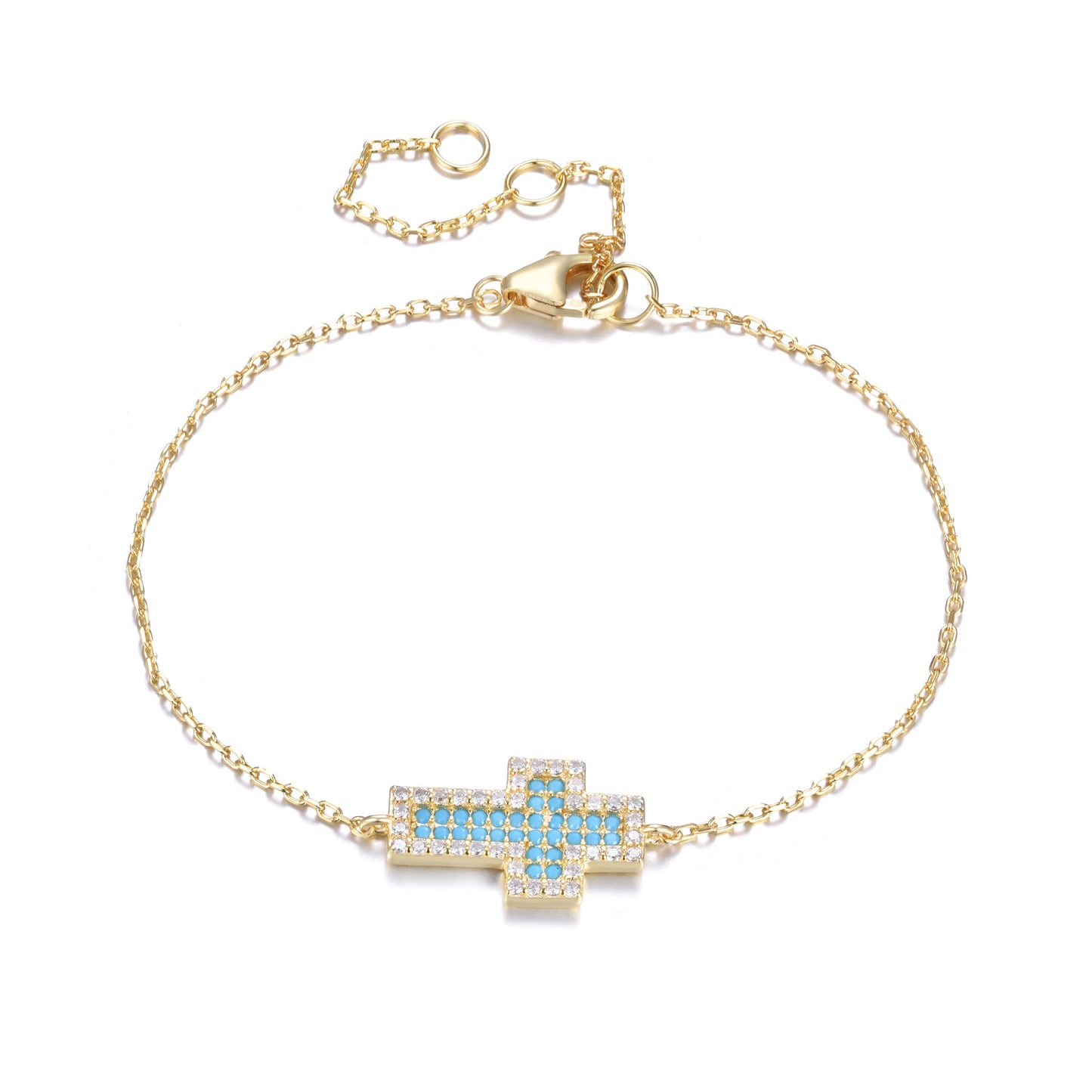 Serenity Turquoise Cross Gold Bracelet