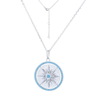 ALYAH TURQUOISE COMPASS SILVER NECKLACE