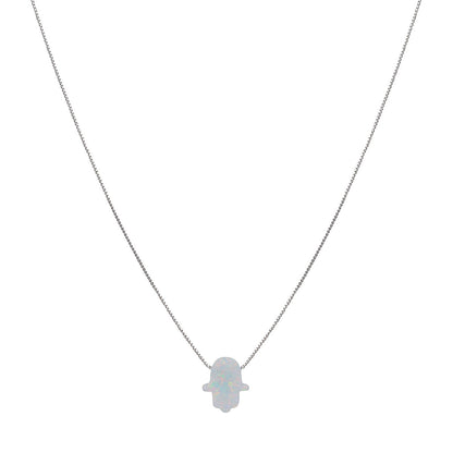 WHITE OPALITE HAMSA NECKLACE
