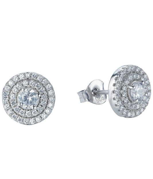 MISHA CRYSTAL DISC SILVER EARRINGS