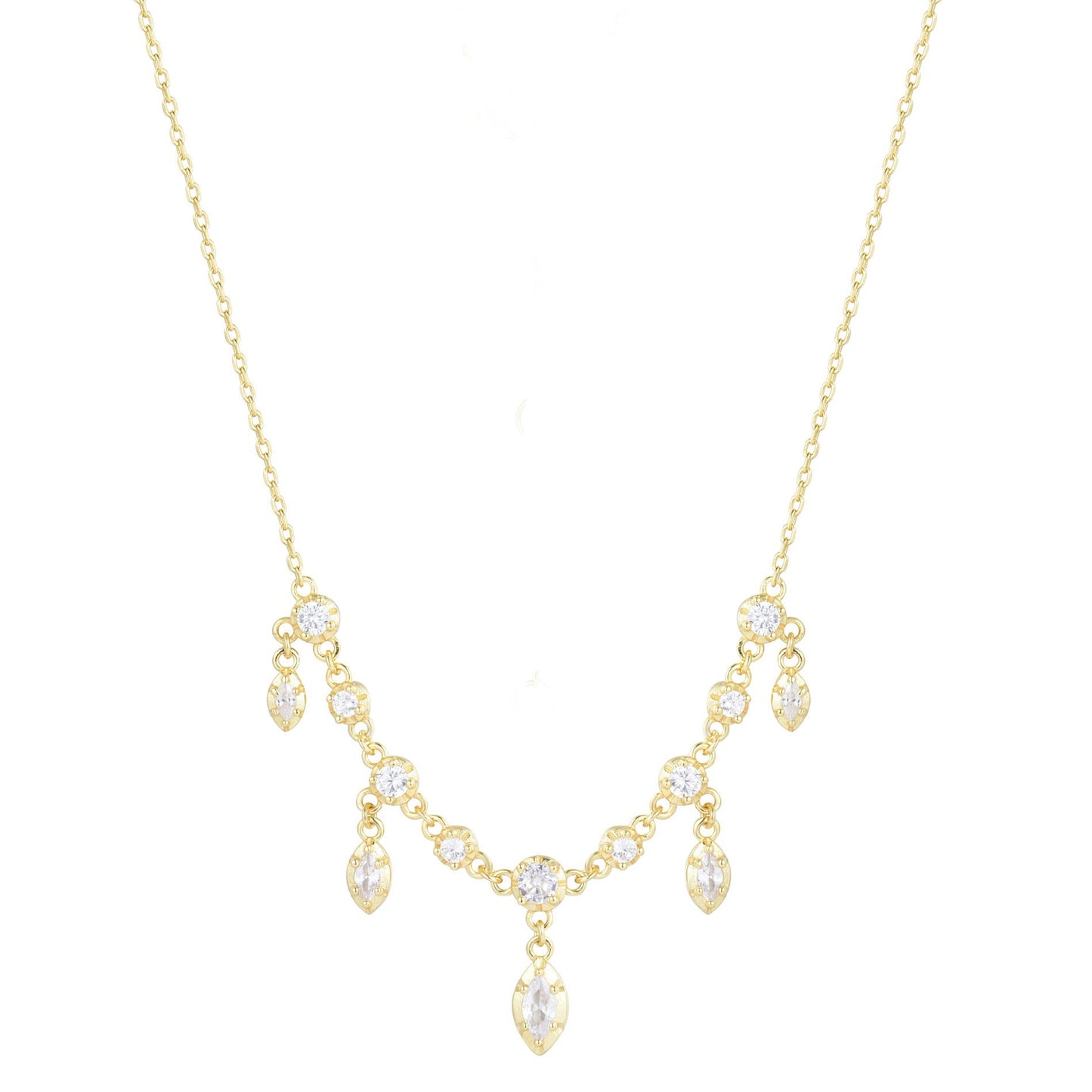ALIRA CRYSTAL DROP GOLD NECKLACE