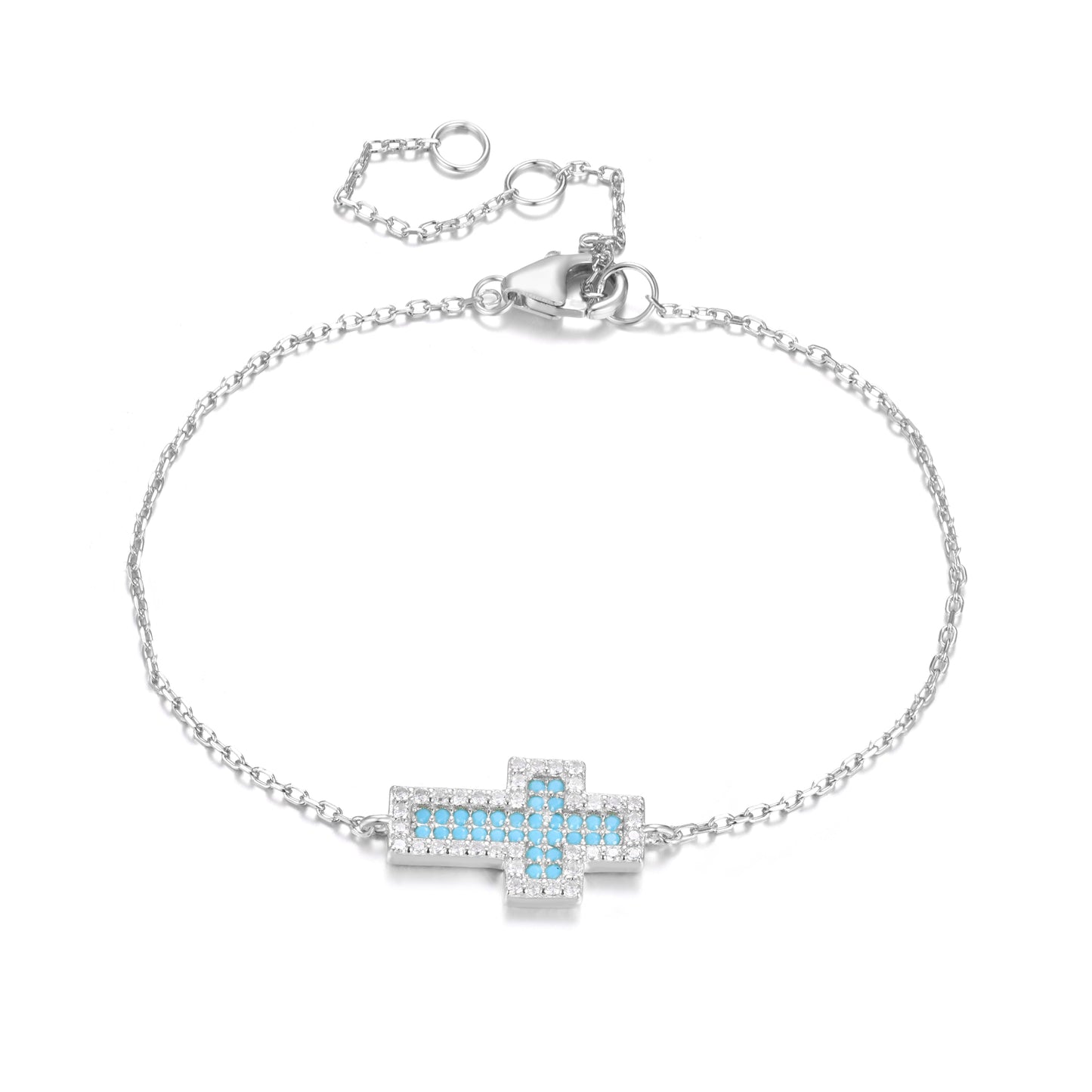 Serenity Turquoise Cross Silver Bracelet
