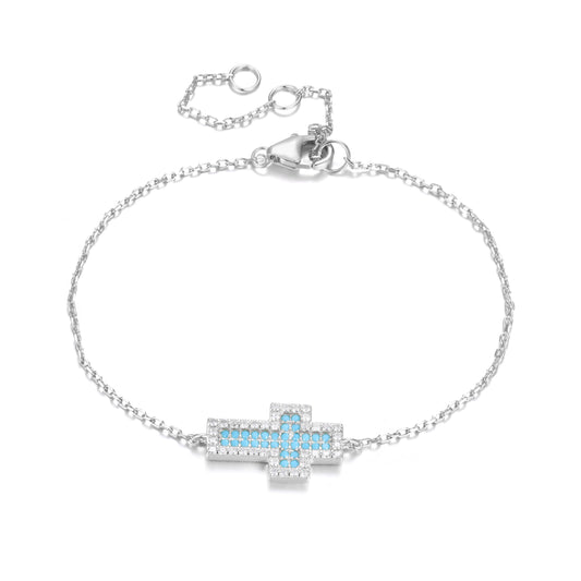 Serenity Turquoise Cross Silver Bracelet