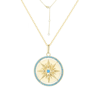 alyah gold turquoise compass necklace