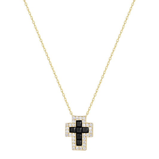 Eternal Noir Cross Gold Necklace