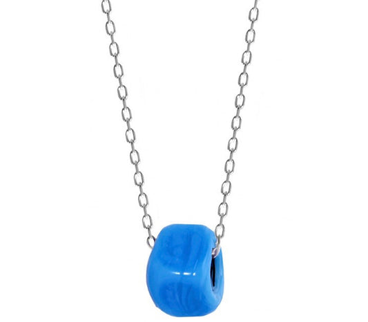 LIGHT BLUE BEAD SILVER NECKLACE