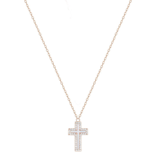 ISABELLA PEARL CROSS ROSE GOLD NECKLACE