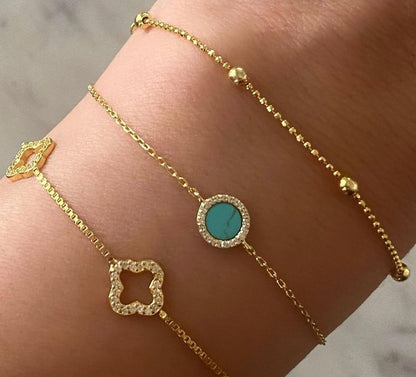 AVA ROUND TURQUOISE GOLD BRACELET