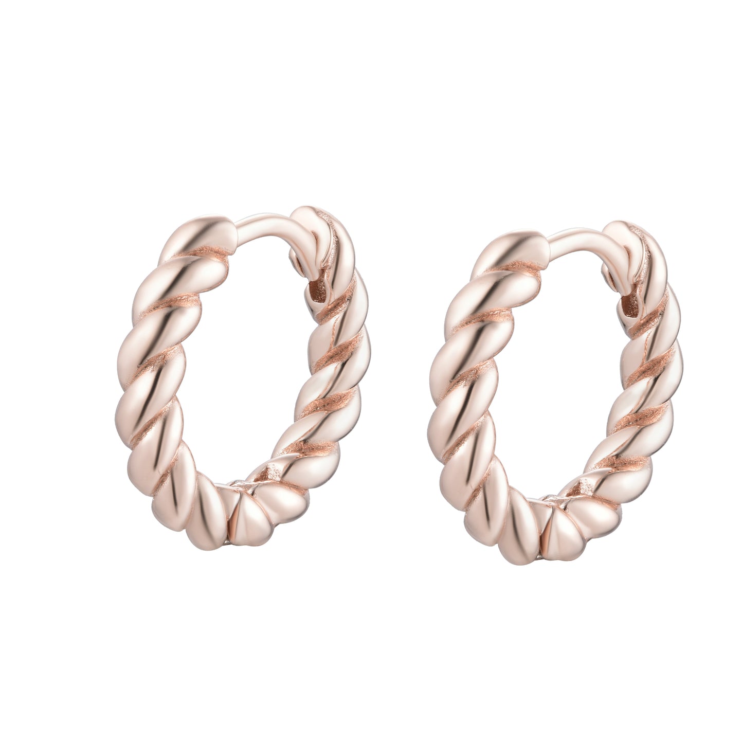 CASSIE MINI TWIST HOOP ROSE GOLD EARRINGS