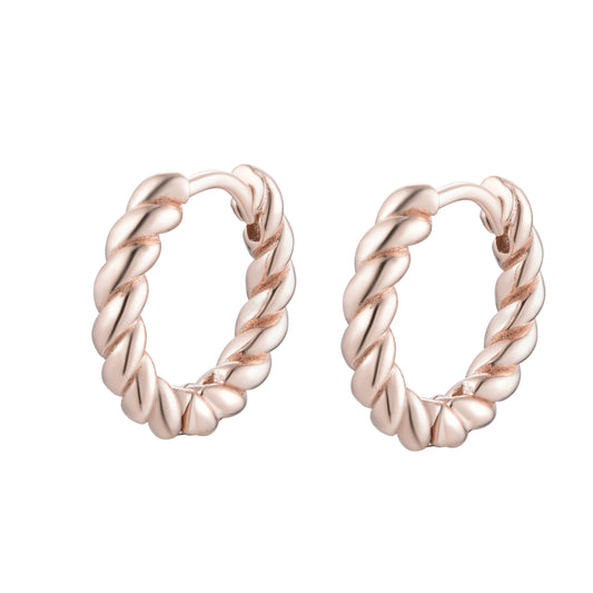 CASSIE MINI TWIST HOOP ROSE GOLD EARRINGS
