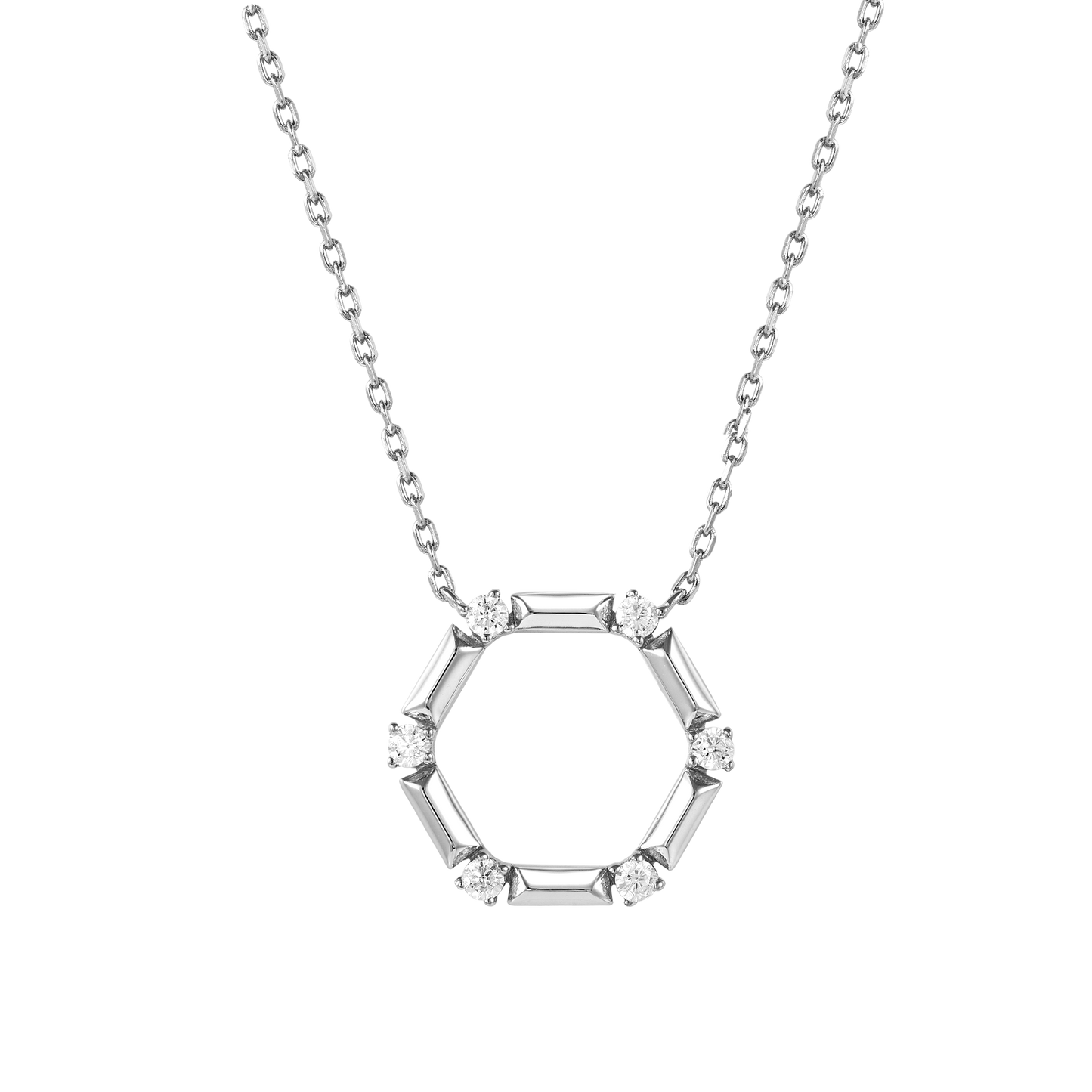 AUBREY HEXAGON SILVER NECKLACE