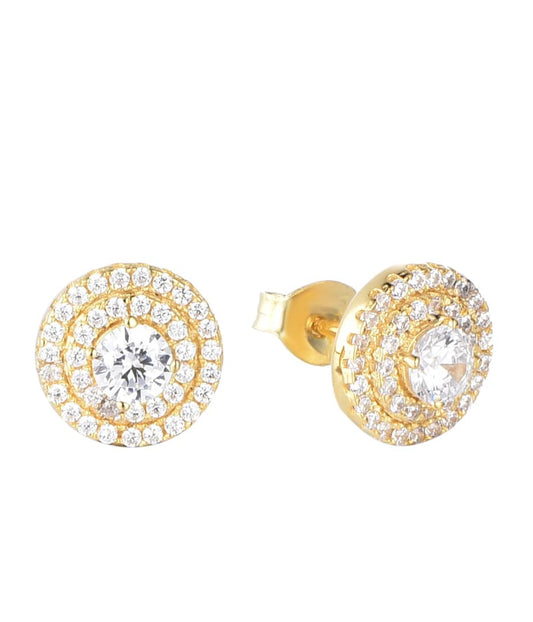 MISHA CRYSTAL DISC GOLD EARRINGS