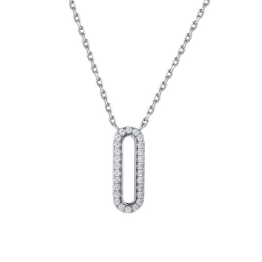 VIVIAN CRYSTAL BAR SILVER NECKLACE