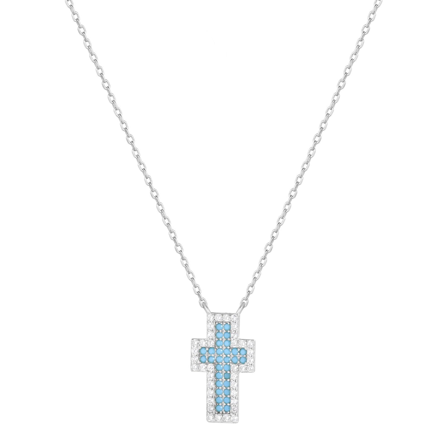 Serenity Turquoise Cross Silver Necklace