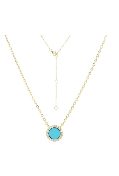 AVA ROUND TURQUOISE GOLD NECKLACE