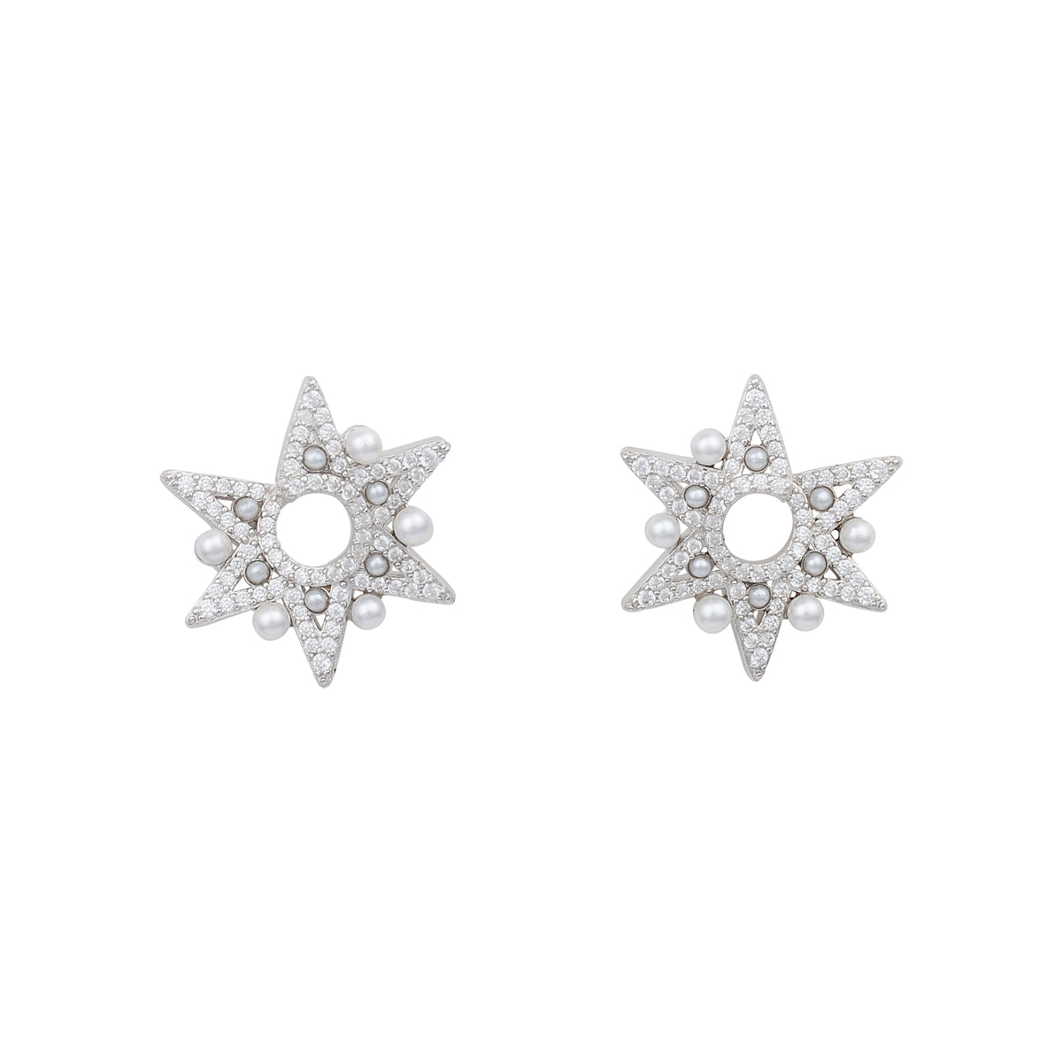 CELESTE PEARL STAR SILVER EARRINGS